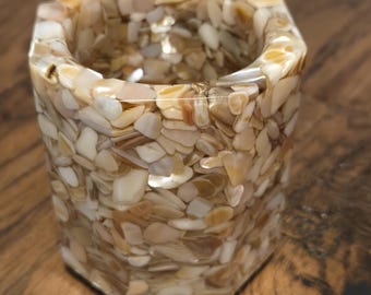 Gold Crushed Sea Shell Make Up Brush Holder, Pen Holder, Candle Holder, Housewarming Gift, Home Decor, Gift for Mom, Gift for Her