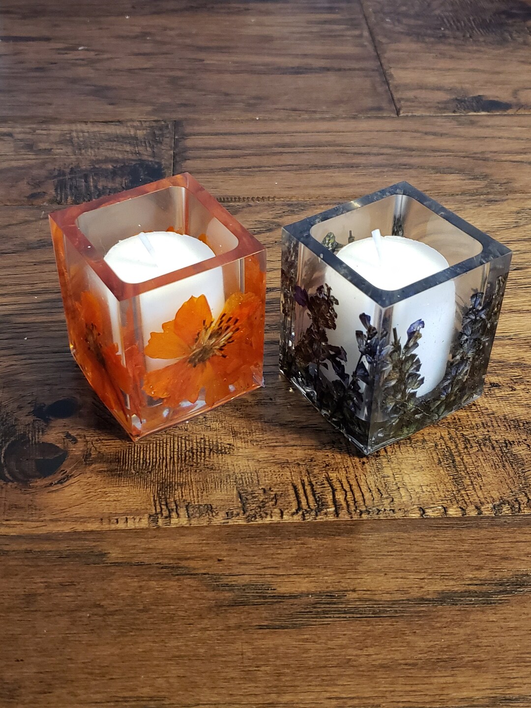 Pressed Flower Candle Holder, Makeup Brush Holder, Qtip or Pencil