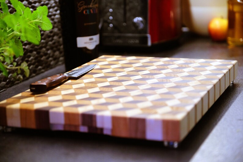 Tumbling Block, End Grain, 3D Cutting Board, Cheese Board, Chopping Board, Cutting Board, Wedding gift, Christmas gift, Closing Gift