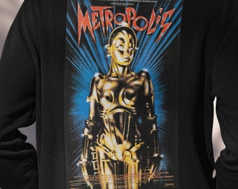 Metropolis Unisex Hoodie | Vintage Science Fiction Film Poster Art, klassisches Geschenk für SciFi-Liebhaber, Retro-Sci-Fi-Kunstwerk mit Kapuze Sweatshirt