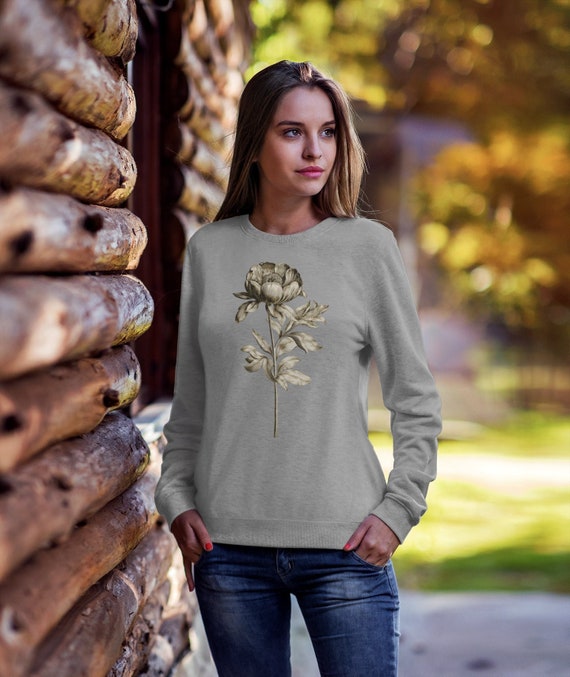 Flower Sweatshirt Cute Wildflower Sweat Floral Peony Boho - Etsy 日本