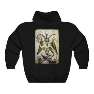 Baphomet Unisex Hoodie Goat of Mendes, Eliphas Levi, Satan, Devil, Occult Alchemy, Witchy, Wicca Goth clothing, Clothes, Hooded Sweatshirt Black