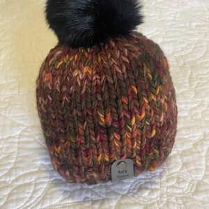 TATER AND TOT Hat Set - Luxury 100% Merino Wool Winter Hats - 1 Adult size and 1 Infant size - Faux Fur Pompom - Faux Leather Tag