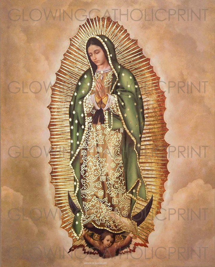 La Virgen De Guadalupe with a Beautiful Rare, Vintage Border.