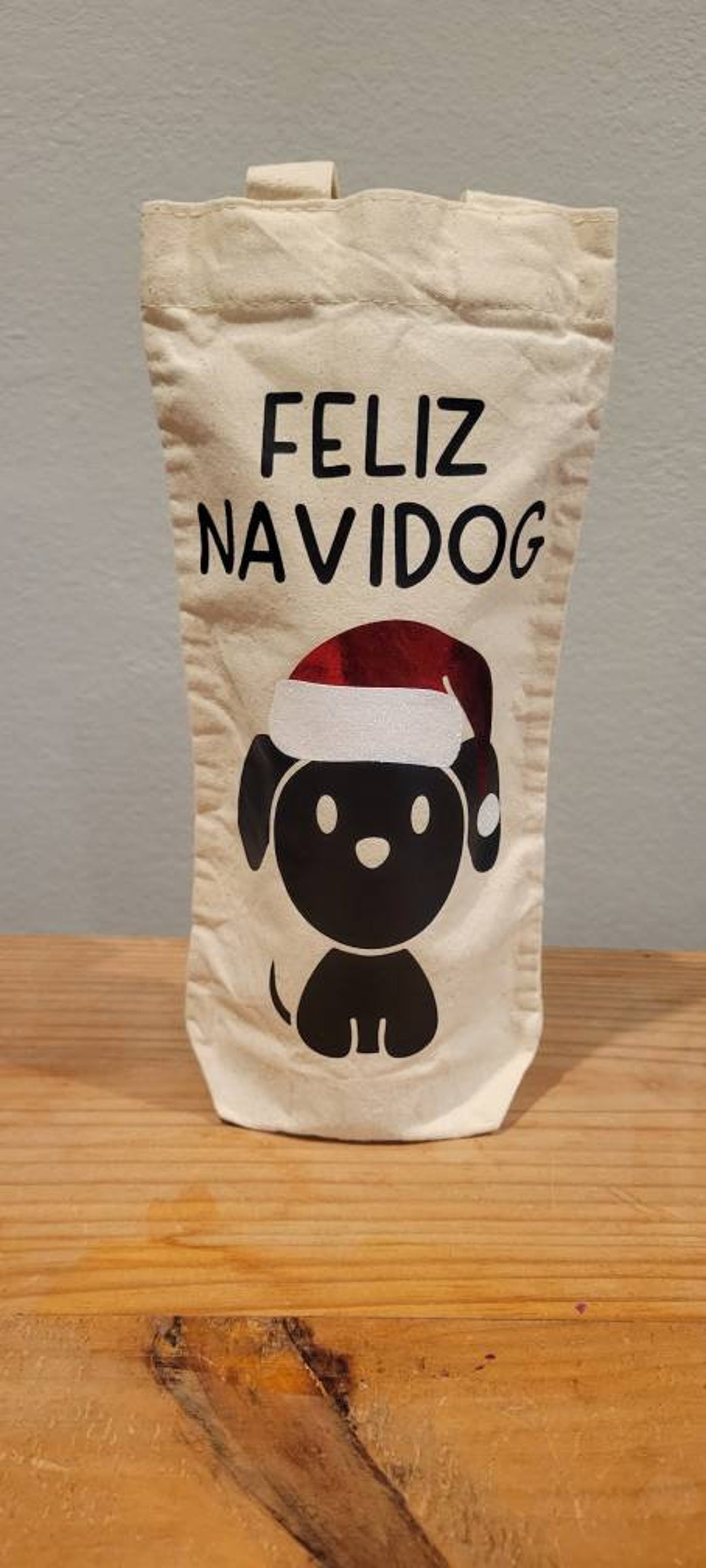 Feliz Navidog Gift Bag Alcohol Tote Dog Christmas Bag Etsy