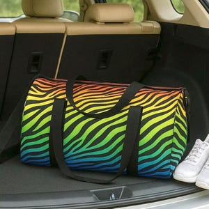 Sac de sport zébré arc-en-ciel - Sac de sport de voyage coloré audacieux