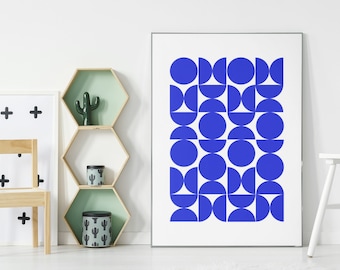 Blue Shapes Art Print Bauhaus Exhibition Poster Bauhaus Digital Art Bauhaus Retro Poster Bauhaus Wall Art Download Blue Bauhaus Art Print