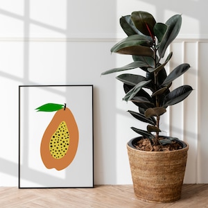 Tropical Fruit Decor Fruit Art Print Fruit Illustration Download Papaya Decor Kitchen Wall Art Papaya Fruit Art Print Home Decor Art Gift