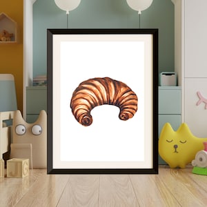 Breakfast Printable, Breakfast Digital Download, French Kitchen Food Poster,  French Pastry, Croissant Art, Pastry Kitchen Art,