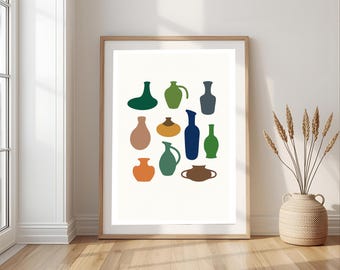 Modern Pottery Art Print Abstract Vase Wall Art Printable Digital Download Boho Home Decor