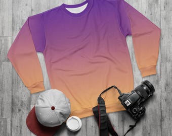Orange Purple Gradient Sweatshirt Unisex Ombre Crewneck Pullover