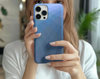 Tough Blue iPhone Case, Abstract Blue Phone Case, Geometric Art iPhone Cover, Gradient iPhone Case, Durable iPhone Case Ombre Phone Cover