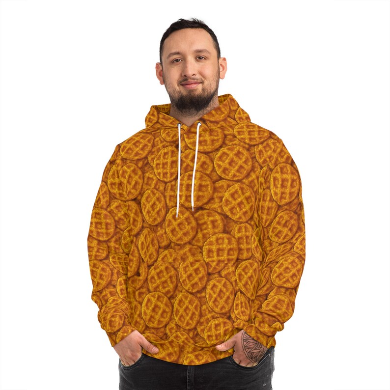 Waffle Pattern Fashion Hoodie Cozy Casual Wear for Food Lovers Pullover for Fall Winter Everyday Sweatshirt image 10