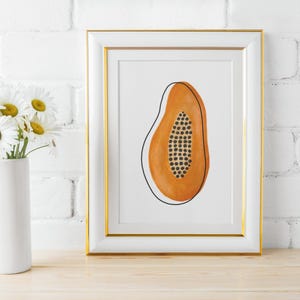 Tropical Fruit Decor Tropical Fruit Art Print Fruit Painting Download Papaya Decor Papaya Art Papaya Wall Art Tropical Fruit Digital Print