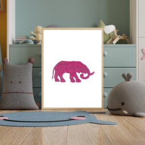 Pink Elephant Nursery Wall Art Print Pink Elephant Download Pink Glitter Elephant Silhouette Art Print Pink Elephant for Child&#39;s Room Decor