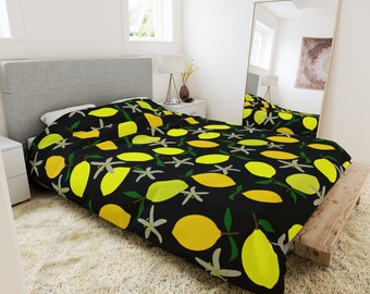 レモン柄の枕カバー、レモン柄の花柄の枕カバーセット、レモン柄の