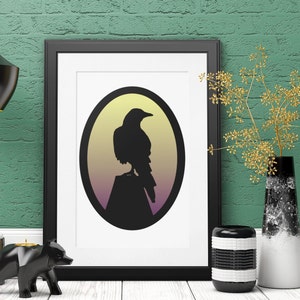 Mystic Black Crow Printable Wall Art Raven Silhouette Digital Download Gothic Bird Artwork for Crow Lovers Bird Wall Decor