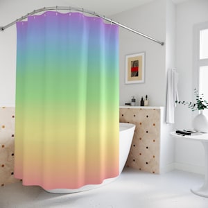 Gradient Rainbow Shower Curtain Colorful Bathroom Home Decor Bathroom Accessories Vibrant Cute Pastel Shower Curtain Housewarming Gift