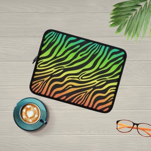 Rainbow Zebra Laptop Sleeve-Colorful Striped Computer Case for MacBook or PC