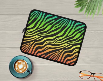 Rainbow Zebra Laptop Sleeve-Colorful Striped Computer Case for MacBook or PC