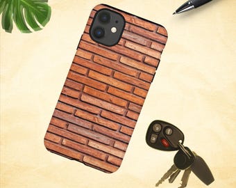 Custodia protettiva robusta per iPhone in stile rustico rosso mattone, custodia per cellulare urbana