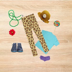 Animal Print Kid&#39;s Leggings Printed Girl&#39;s Yoga Pants Leopard Skin leggings Beige Cheeta Spots Leopard Print Bottoms Girl&#39;s Stretch Bottoms
