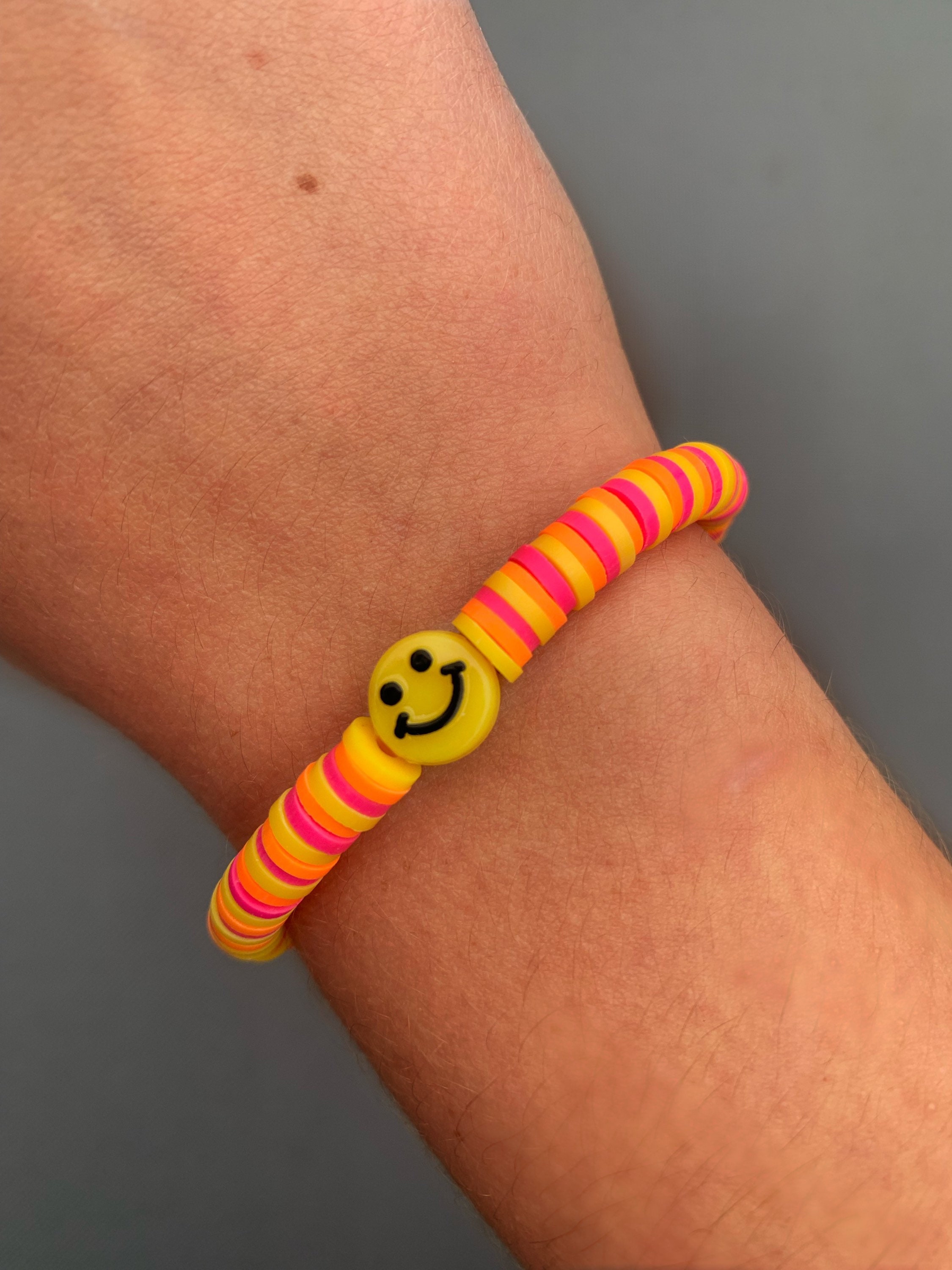Handmade smiley Sunset Clay Beaded Bracelet Etsy