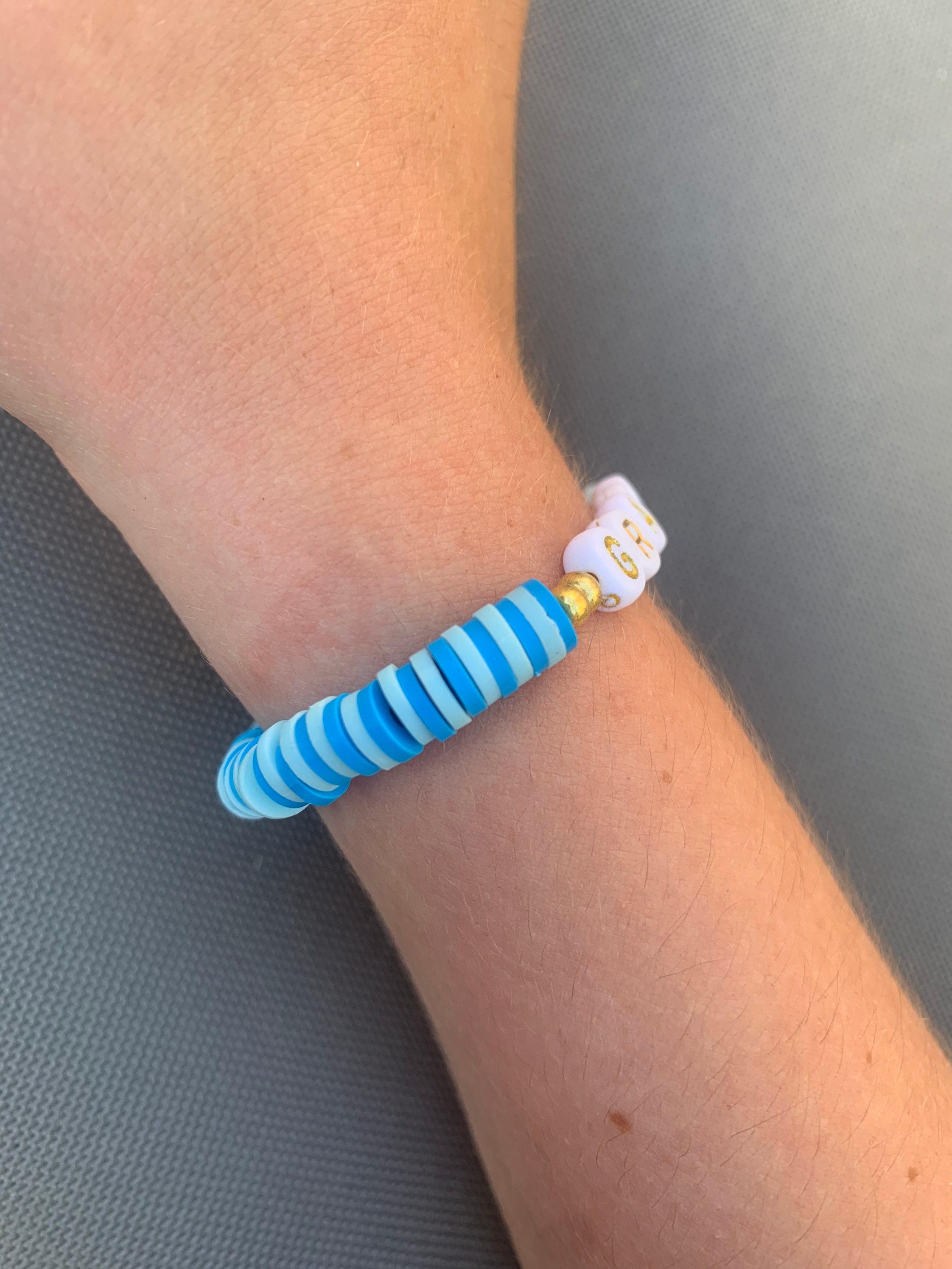 Preppy/ Vsco BFF matching Personalised Clay beaded bracelet | Etsy