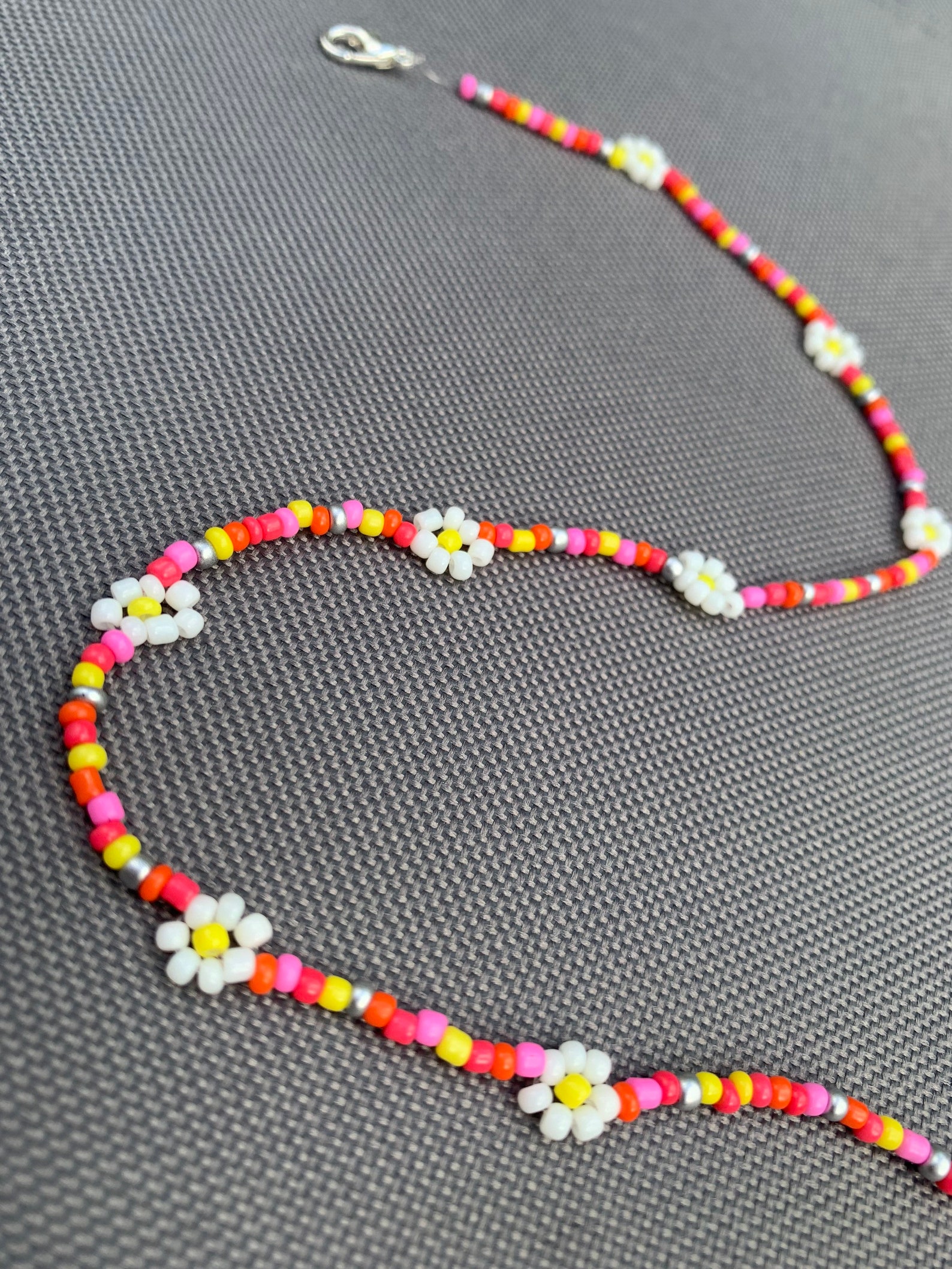 Preppy/ Vsco Beaded Daisy Necklace Sunset Colour Etsy UK