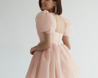 Soft Organza Mini Puff Dress Short Prom Dresses Puff Sleeve Dress Puffy Dress Cocktail Mini Sheer Dress Available in Any Colour Etsy Canada