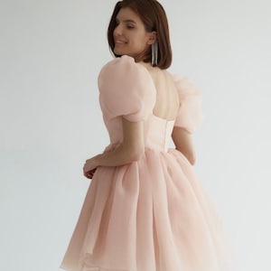 Soft Organza Mini Puff Dress | Short Prom Dresses | Puff Sleeve Dress | Puffy Dress | Cocktail Mini Sheer Dress | Available in any colour |