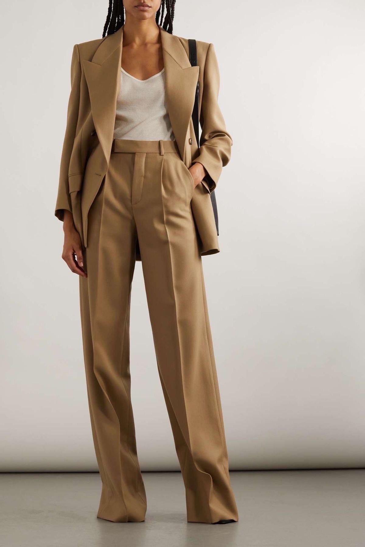 Set 2 Pezzi Donna BINGMAX – Blazer Lungo E Pantaloni A Gamba Larga Con Cintura, Elegante E Versatile