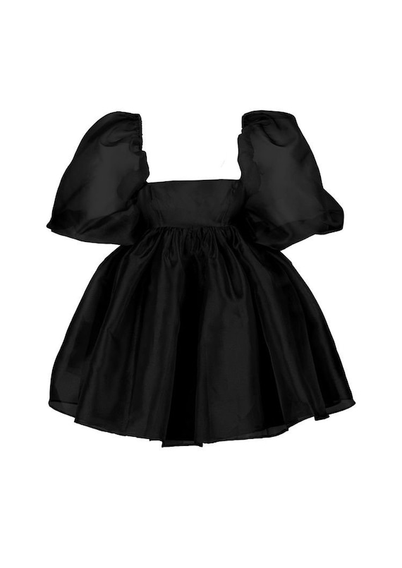 knee length dresses for ladies Cute Little Black Dress With Puffy Skirt, Party Dresses, Mini Dresses, –  ClaireBridal main image 1