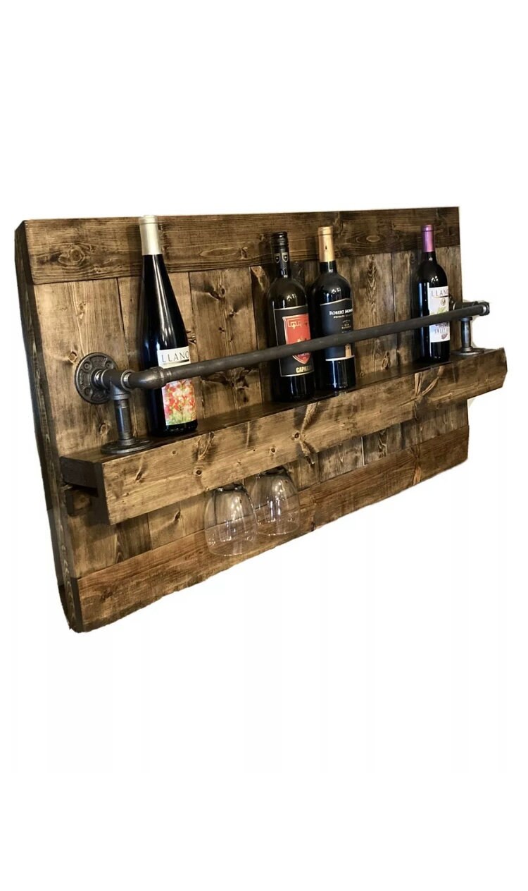 Industrial Wallmount Wine Rack Etsy UK
