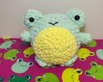 Jumbo Mint Sprinkles Frog Plush Crochet Amigurumi Stuffed Animal Toy Handmade