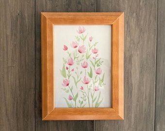Impressão em aquarela de flores rosa, impressão artística, presente de dia das mães, presente de inauguração, flor, presentes de flores, arte de parede de flores, pintura em aquarela