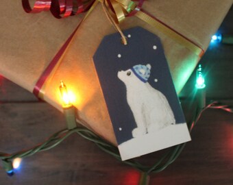 Polar Bear Gift Tags - Hand Painted Gift Tags - Handmade Christmas Gift Tags - Anya's Christmas Tree