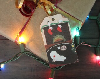 Polar Bear Gift Tags - Hand Painted Gift Tags - Handmade Christmas Gift Tags - Waiting for Santa