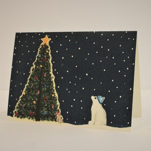 Polar Bear Christmas Cards - Hand Painted Christmas Cards - Single Card or Set of 8, Anya's Christmas Tree - Hand Made Christmas Cards Set