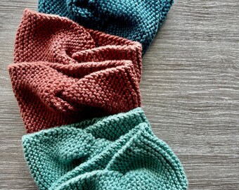 Handmade Cotton Knit Baby HeadWrap, Knitted Headband, Twisted Headband, Newborn Baby Hat, Children's Photo, Holiday Outfit Accessory Cotton
