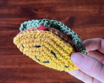 Crochet Catnip Taco Kitty Toy, Kitty Kicker, Catnip and Silver Vine Cat Toy, Homemade Toy, Chew Toy, Stuffed Taco, Cat Food Toy Mexican Taco