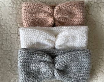 Knit Twisted Headband, Handmade Headband, Ear Warmer in Assorted Colors, Alpaca Wool Headband, Womans Headband, Hair Accessory