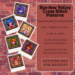 Stardew Valley Cross Stitch Patterns - Bachelorette Portraits