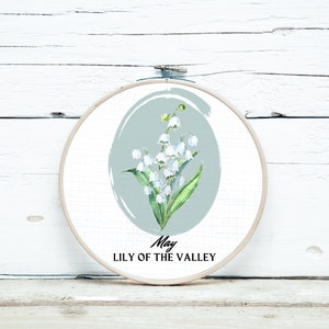 Birth Month Flower l May Lily of the Valley l Cross Stitch Pattern l Floral Collection