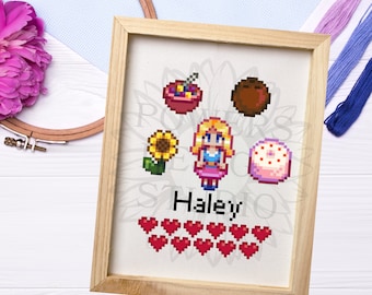 Haley Loves Cross Stitch Pattern - Stardew Valley- Bachelors & Bachelorette Collection