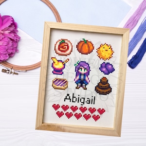 Abigail Loves Cross Stitch Pattern - Stardew Valley- Bachelors & Bachelorette Collection