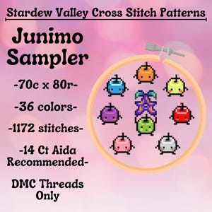 Stardew Valley Cross Stitch- Junimo Sampler