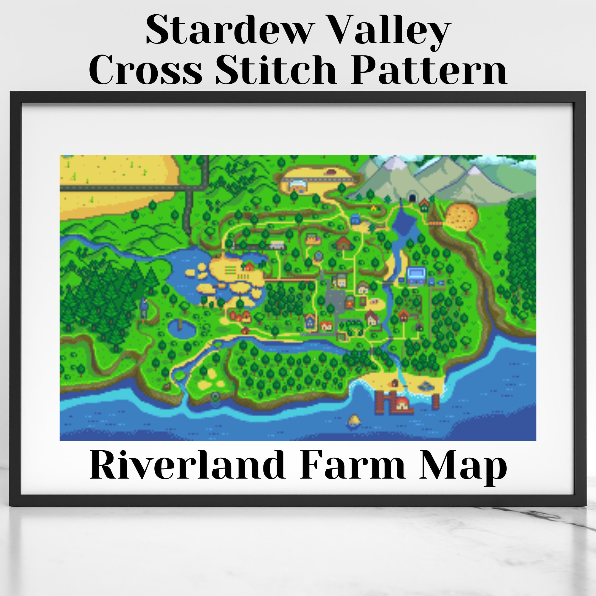 Stardew Valley Cross Stitch Pattern - Riverland Map - Map Collection - Etsy