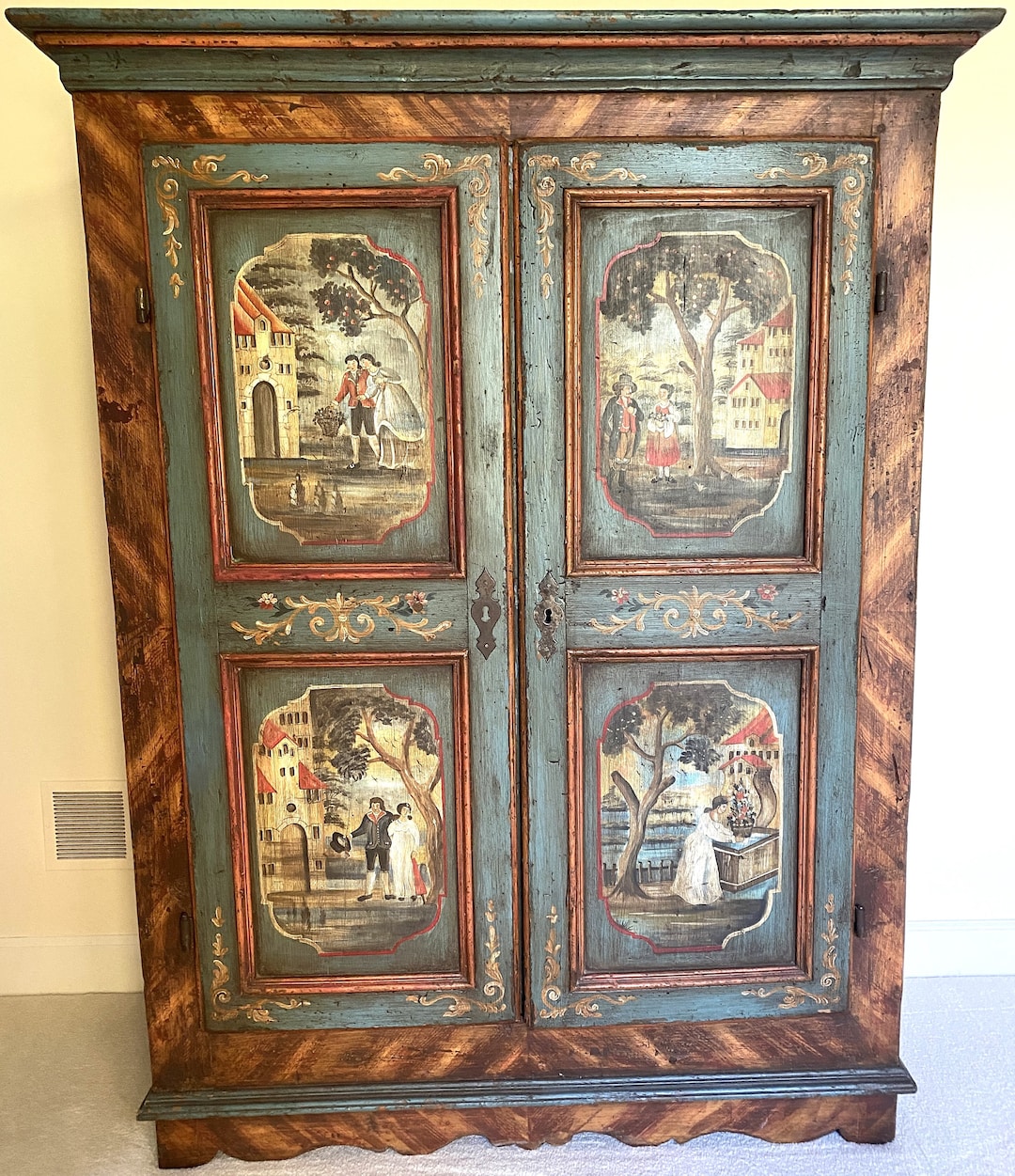 Beautiful Antique Austrian Painted Armoire Etsy