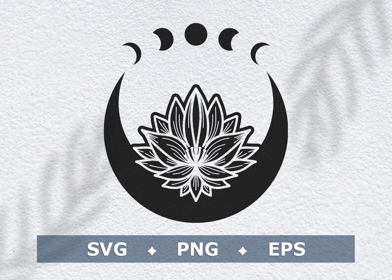 Download Clip Art Crescent Moon Svg Moon Svg Celestial Svg Files Floral Lotus Moon Moon Png Clipart Floral Moon Phase Svg Flower Moon Svg Blooming Moon Art Collectibles